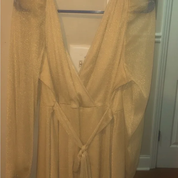 Torrid Shimmering Cream Long Sleeve Dress - Picture 2 of 2